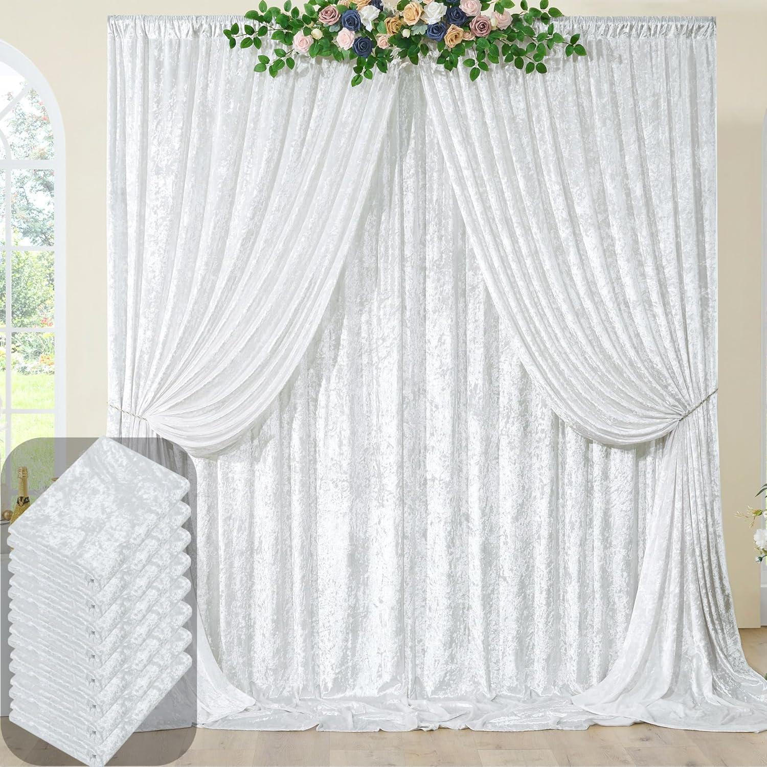 10x10ft White Backdrop Curtain for Parties Wrinkle Free Wedding Baby Curtain Backdrops for Birthday Party