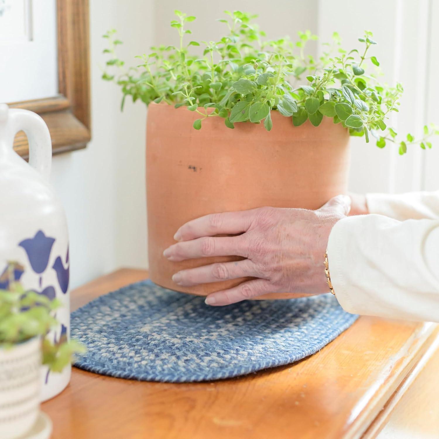 Homespice - Denim Blue Runner for Table 11x36 inches, a Long and Thick Table Runner to Use as a Coastal Style Dinner Table Runner - Handmade from Premium Jute - Reversible and Durable Braided Runner