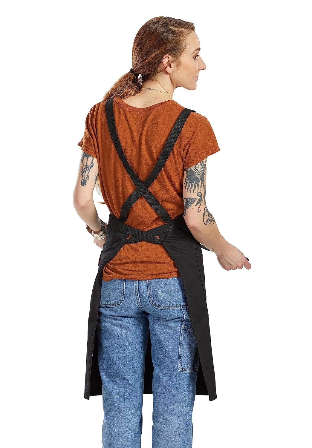 Caldo Crossback Kitchen Apron for Cooking (Black)