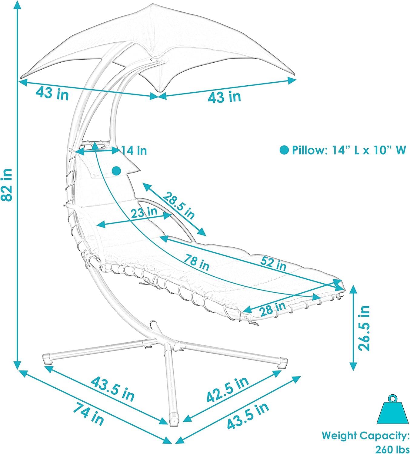 Steel Outdoor Floating Chaise Lounge Chair with Canopy with Stand
