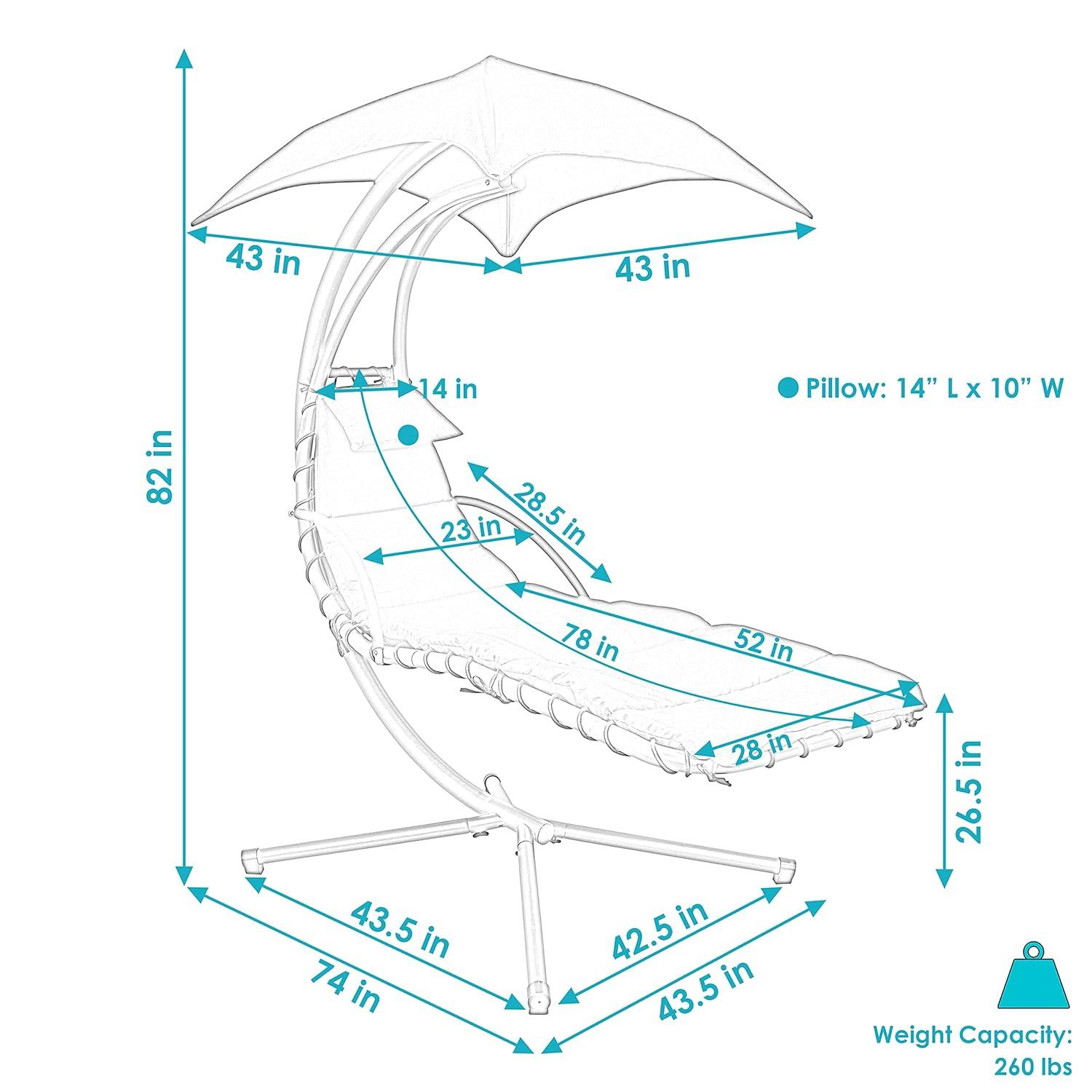 Steel Outdoor Floating Chaise Lounge Chair with Canopy with Stand