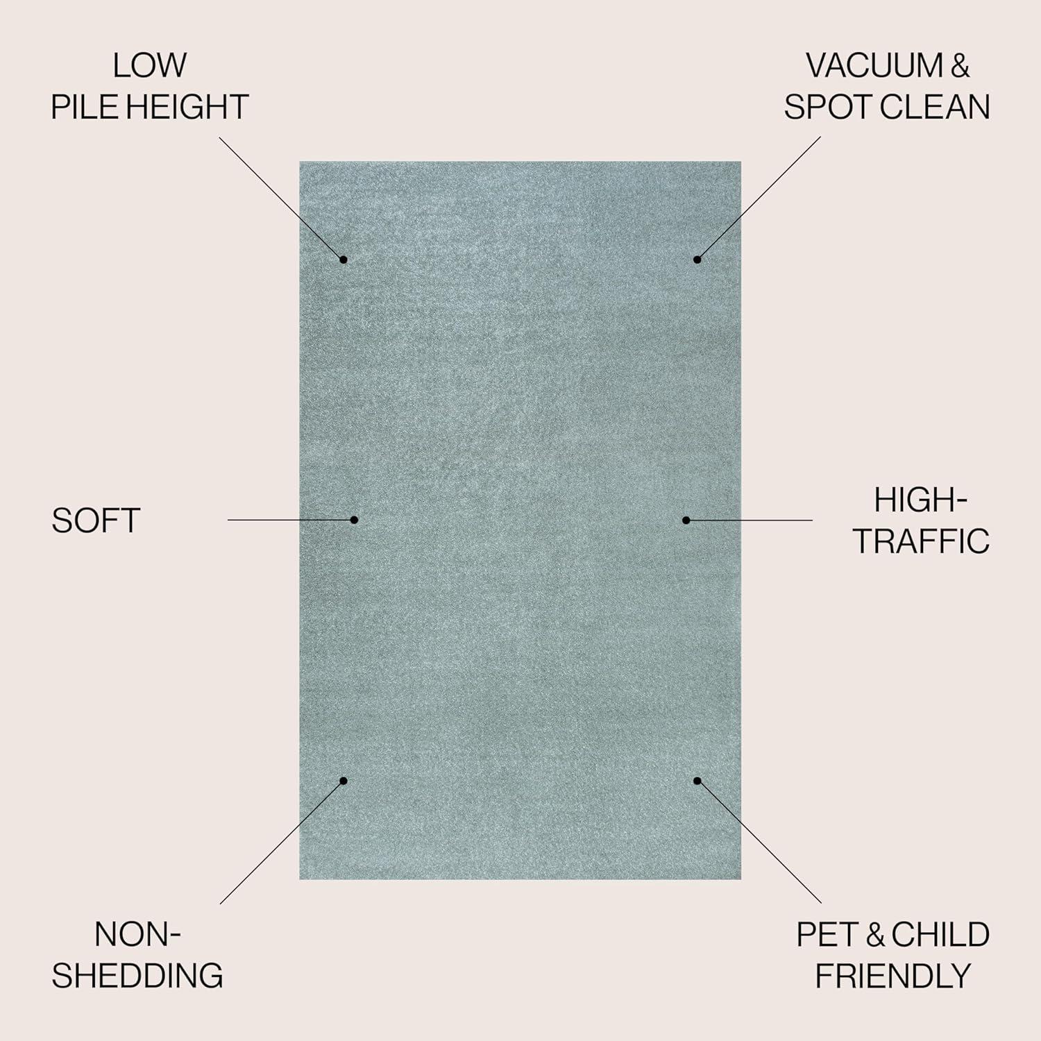 8'x10' Haze Solid Low-Pile, Light Blue - JONATHAN Y