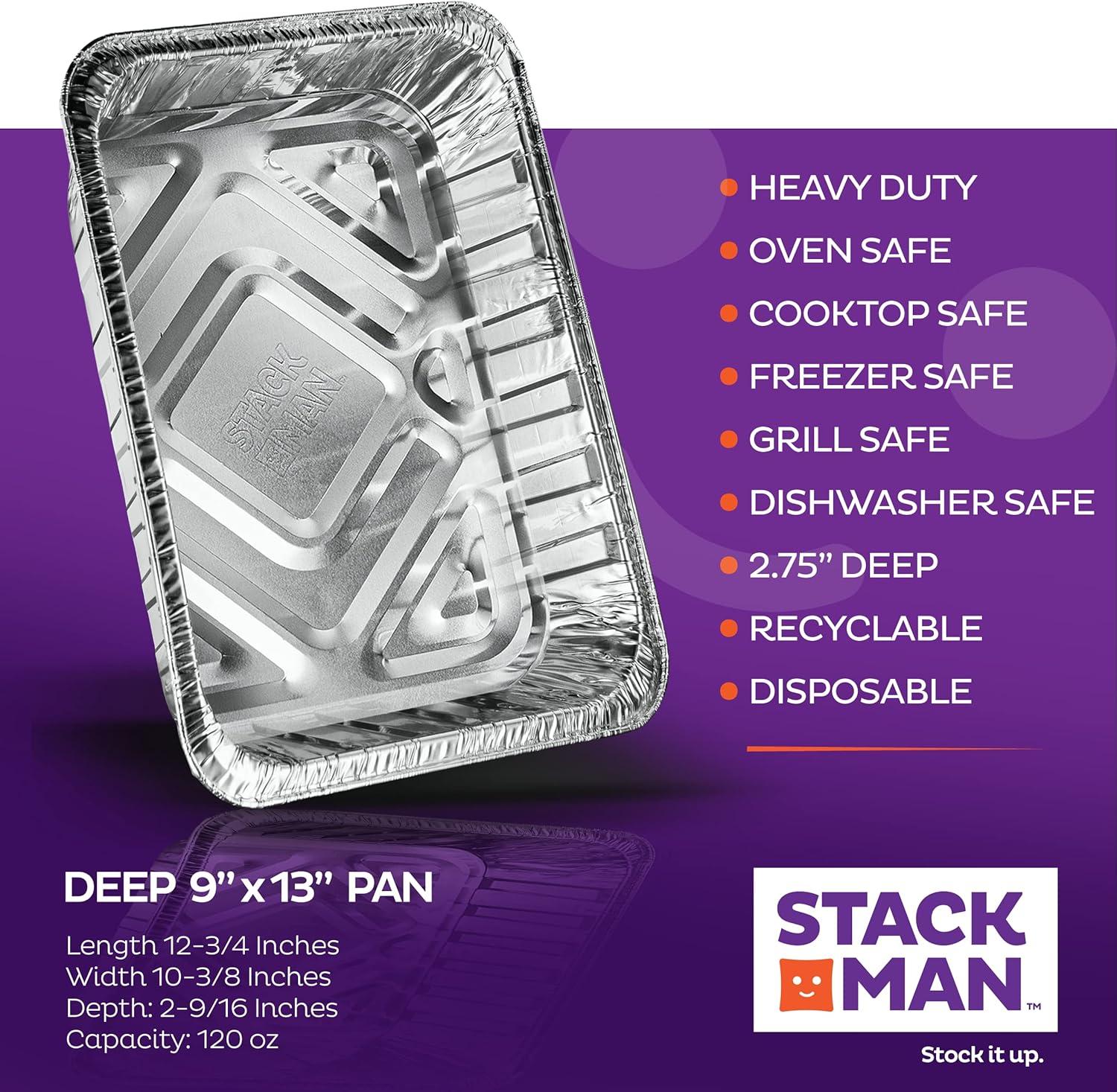 Aluminum Pans 9x13 Disposable Aluminum Foil Pans [30-Pack] Large Baking Pan Trays - Heavy Duty Tin Tray Half Size Chafing Dishes. Food Containers for Roasting, Cooking, Heating or Steam Table