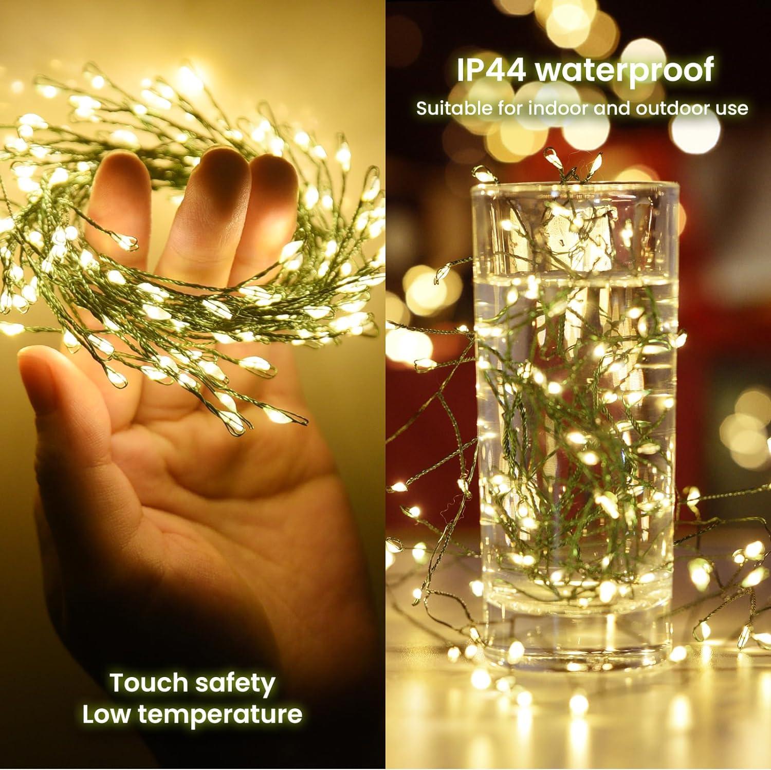 Dailyart 6feet 120 LED Starry Lights, Battery Operated Waterproof Dark Green Copper Wire Fairy Light String Light for Garland, Wreath, Patio, Garden, Wedding, Party, Xmas