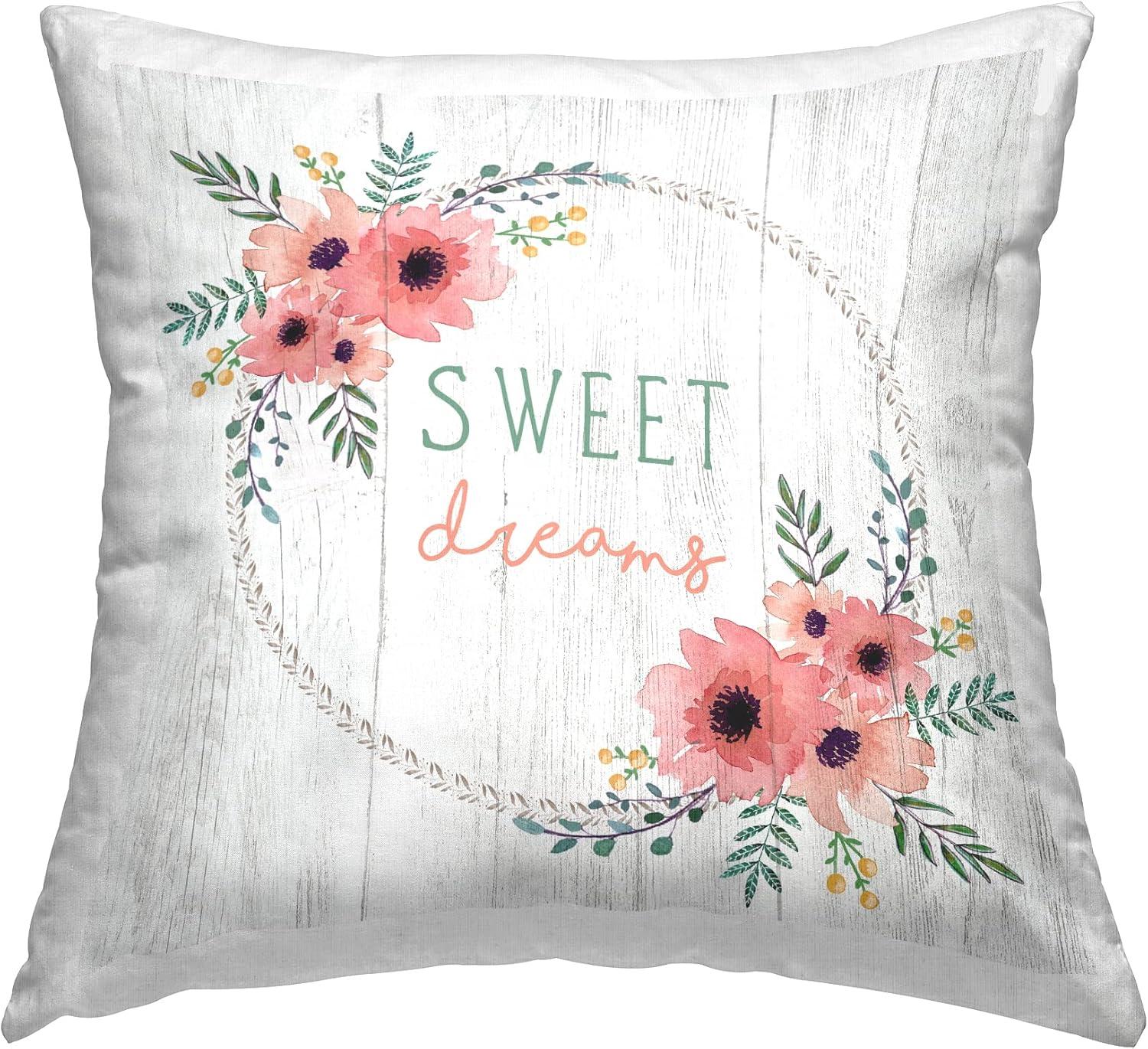 Sweet Dreams Pink Floral Square Decorative Pillow