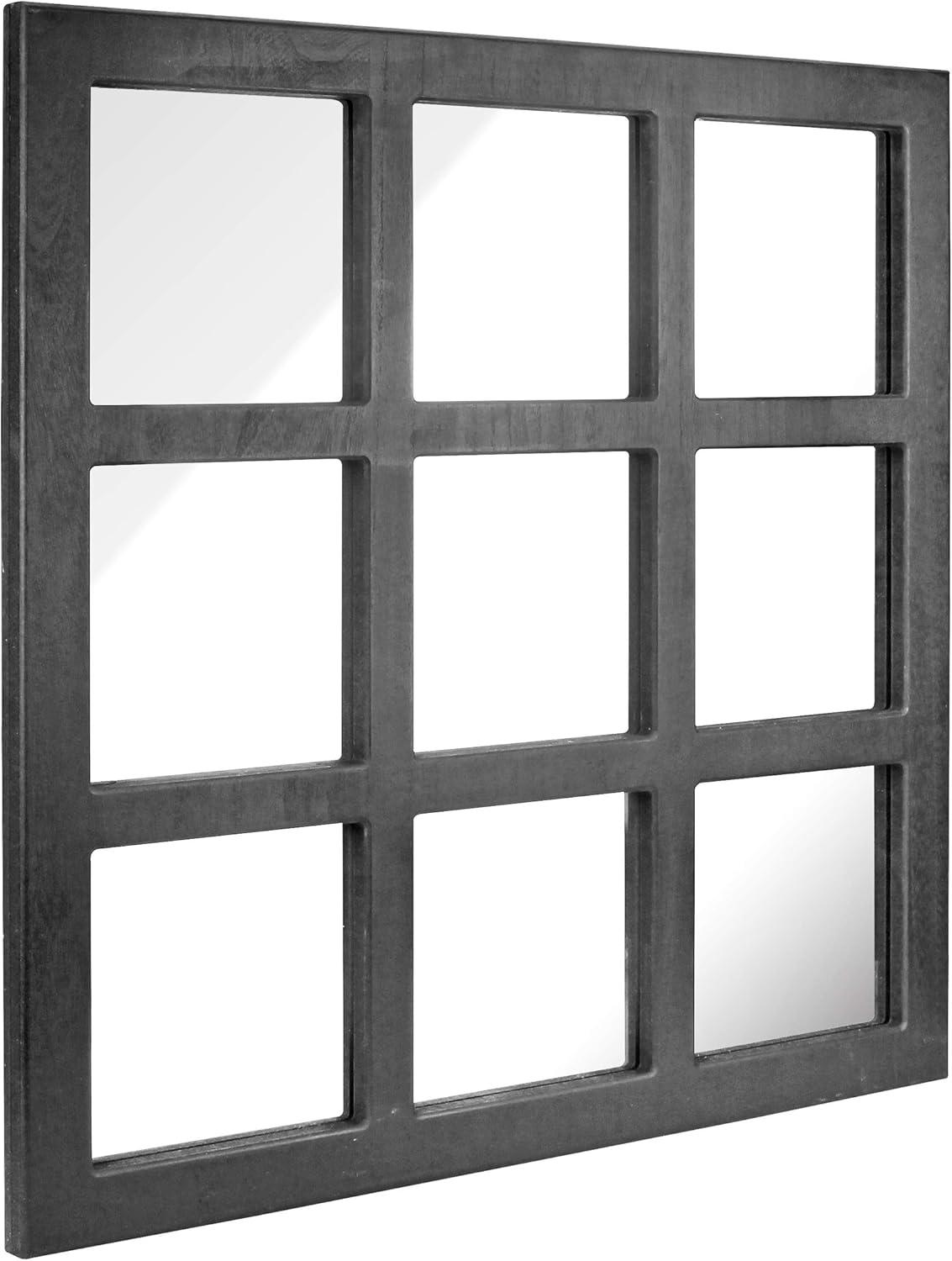 23.5" x 23.5" Rustic 9-Panel Window Pane Decorative Wall Mirror - Stonebriar Collection