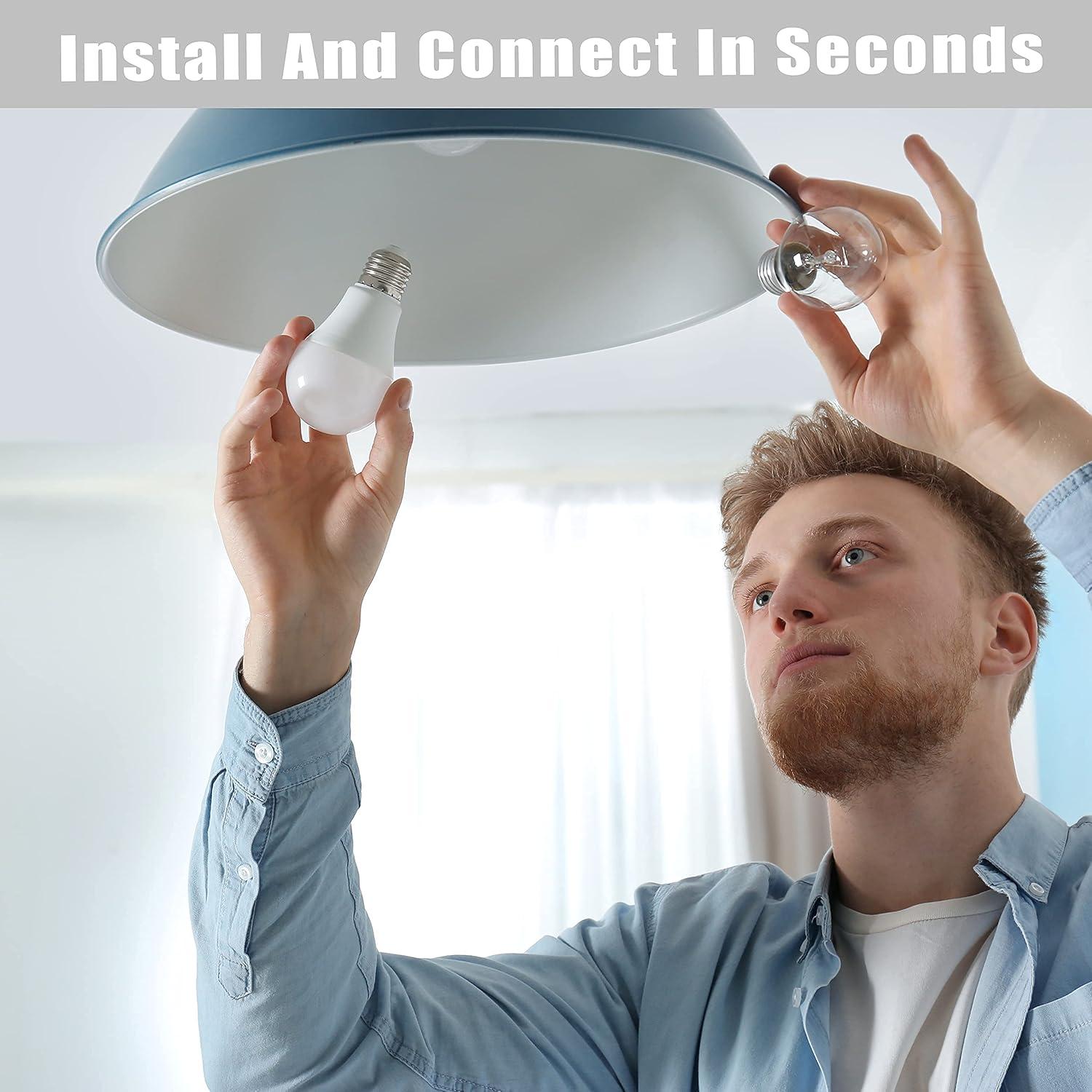 Homevenus HVS Smart Light Bulbs,9W A19 E26 Dimmable Tunable Cool Warm White LED Light Bulb 2500k-6500k, APP Control 2.4GHz WiFi Bluetooth Assist Connection, Work with Alexa/Google Assistant 1 Pack