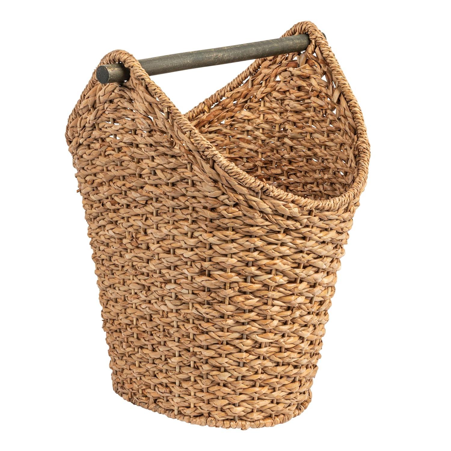 Desert Fields Bankuan Braided Oval Toilet Paper Basket with Wood Bar