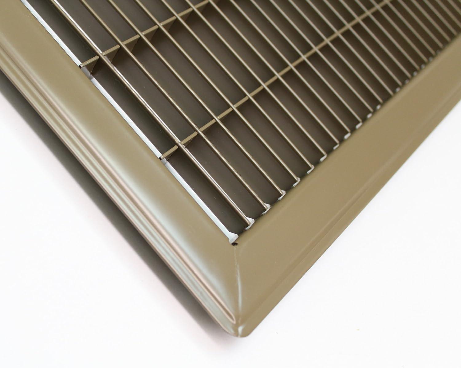 8" X 4" Floor Grille - Fixed Blades Return Air Grill - Brown [Outer Dimensions: 9.75 X 5.75]