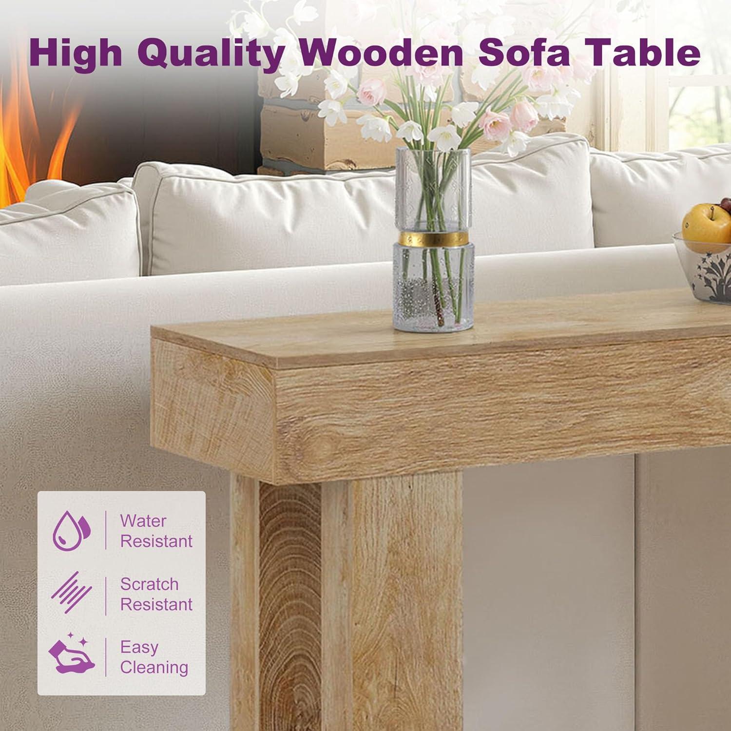 GIODIR 63 Inch Long Console Table, Rustic Wooden Sofa Table Behind Couch, Farmhouse Entryway Table, Industrial Accent Furniture For Entrance, Foyer, Hallway, Living Room