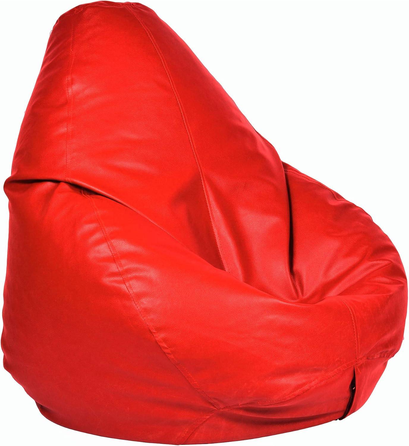 Ample Decor Bean Bag Cover (Filler Not Included), Plush Toys Storage Soft Leatherette, Durable Construction Sturdy Zipper, Ideal for Children and Teenagers - Red