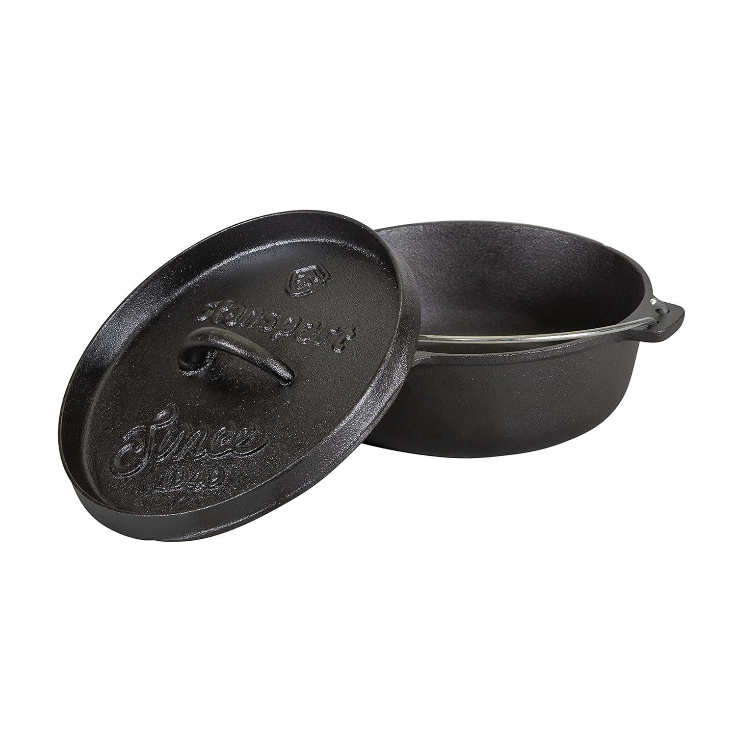 Stansport Stansport 2 QT Pre-Seasoned Cast Iron Dutch Oven Flat Bottom