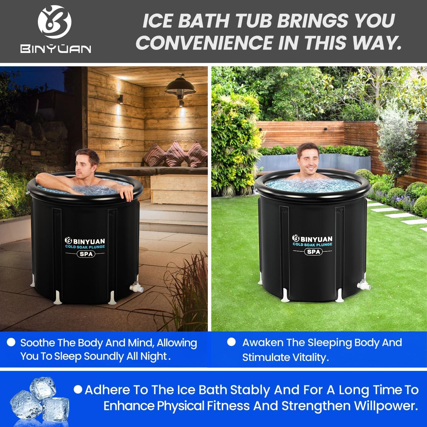 BINYUAN Large Ice Bath Tub Portable Cold Water Tub Cold Therapy Tub for Athlete Recovery