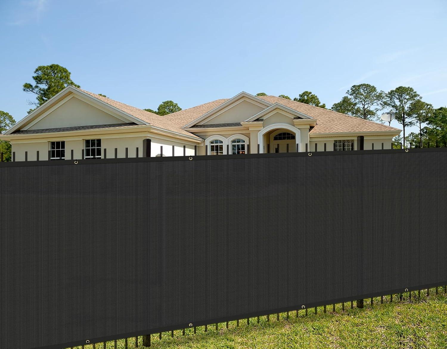 6' x 12' Black HDPE Privacy Fence Screen with Brass Grommets