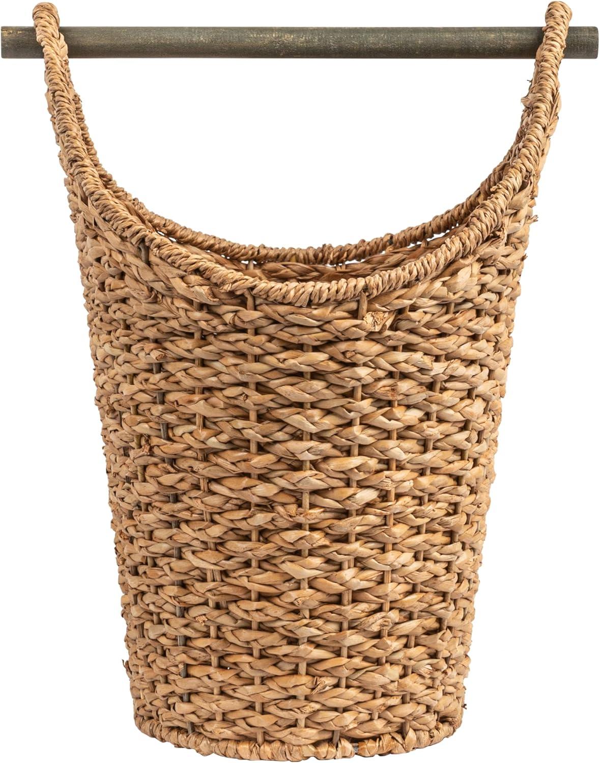 Desert Fields Bankuan Braided Oval Toilet Paper Basket with Wood Bar