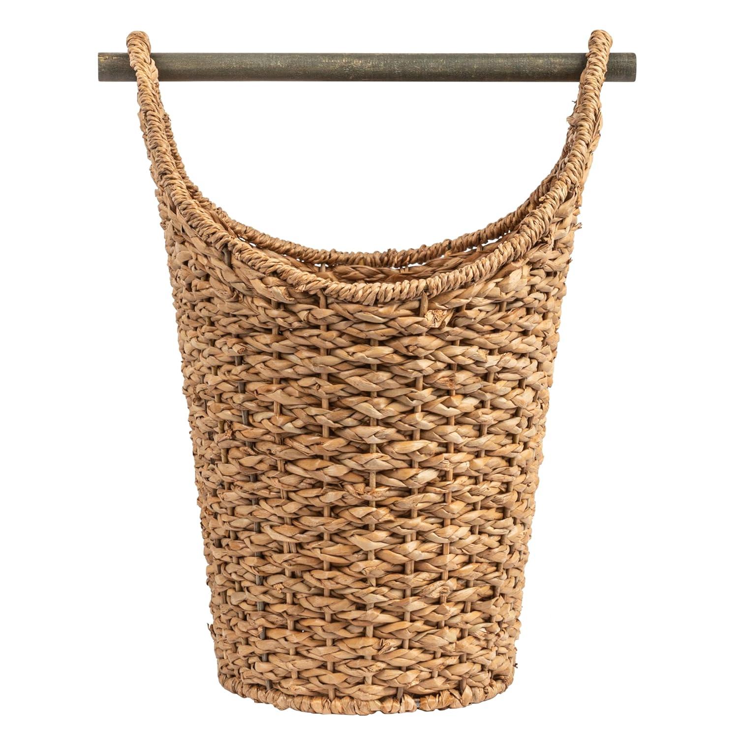 Desert Fields Bankuan Braided Oval Toilet Paper Basket with Wood Bar