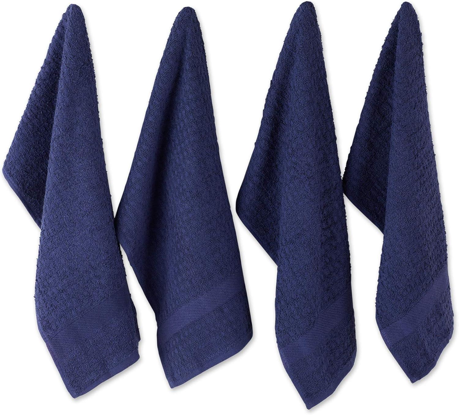 Blue Cotton Terry Kitchen Towel Set, 4-Pack