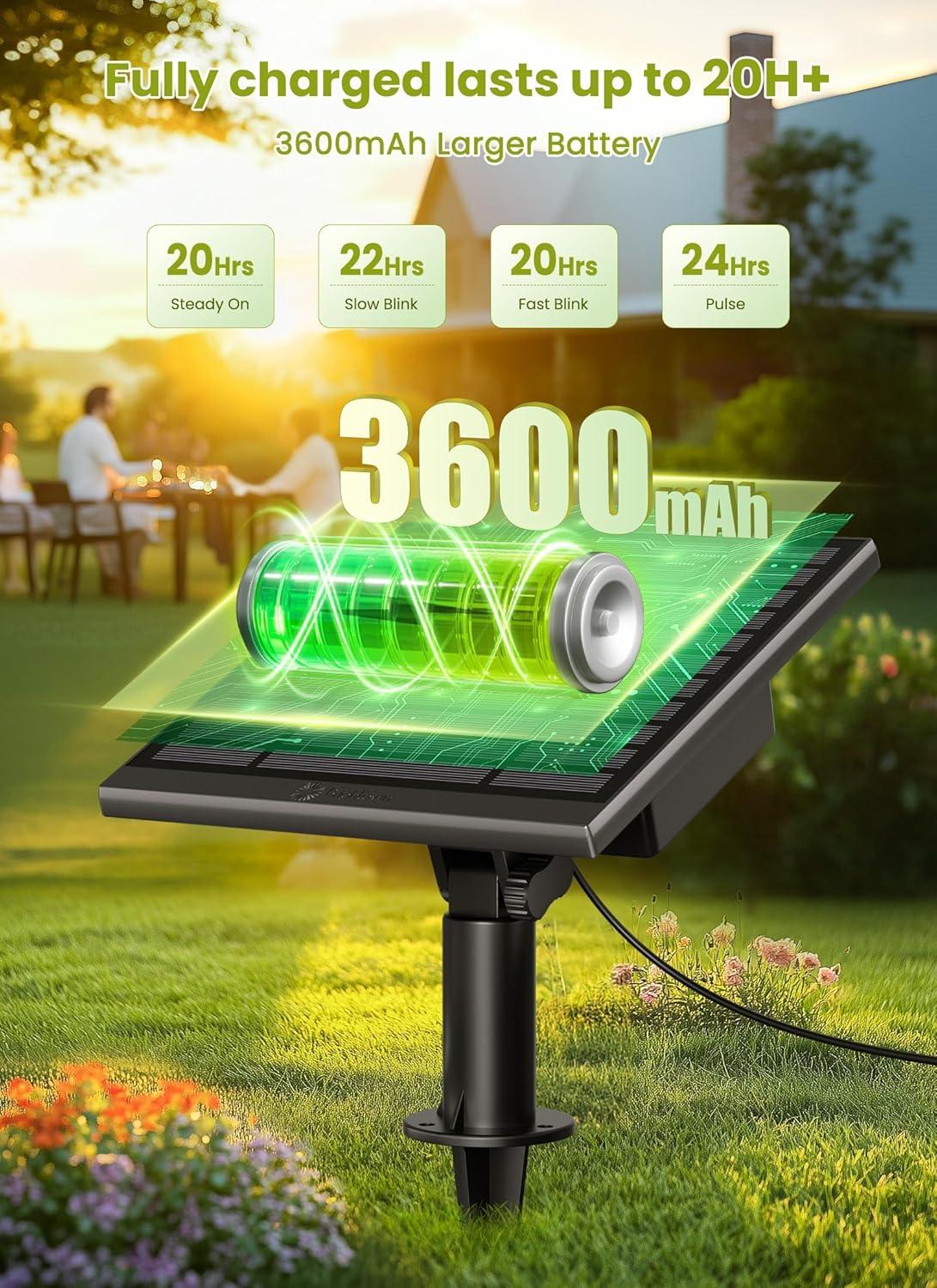 29Feet Solar String Lights Outdoor G40 Patio Lights with 25 LED Shatterproof Bulbs, 4 Light Modes, Weatherproof Hanging Lights for Backyard Bistro Pergola Party Decor, E12 Base, 2700K, Black