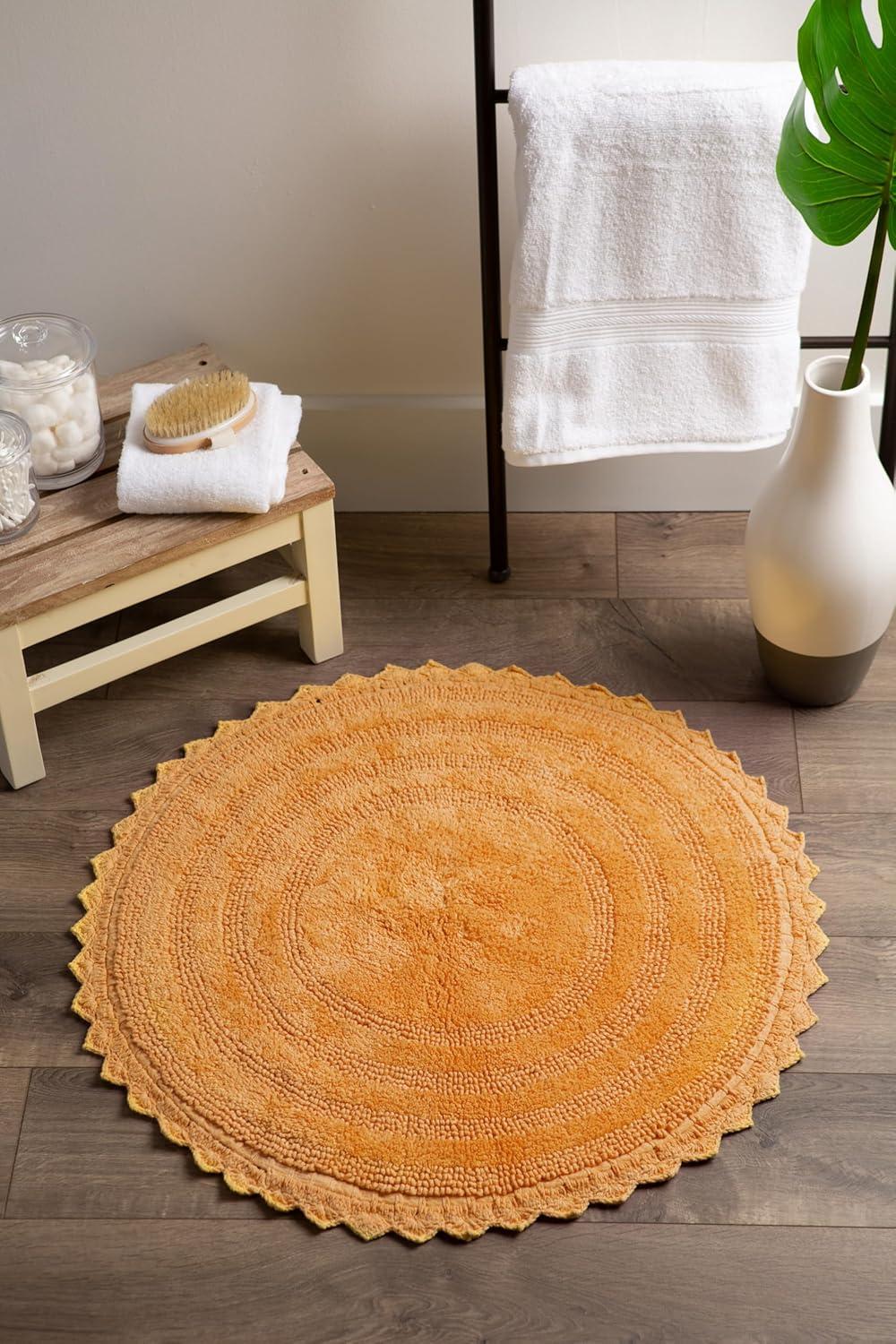 Design Imports Yellow Round Crochet Bath Mat