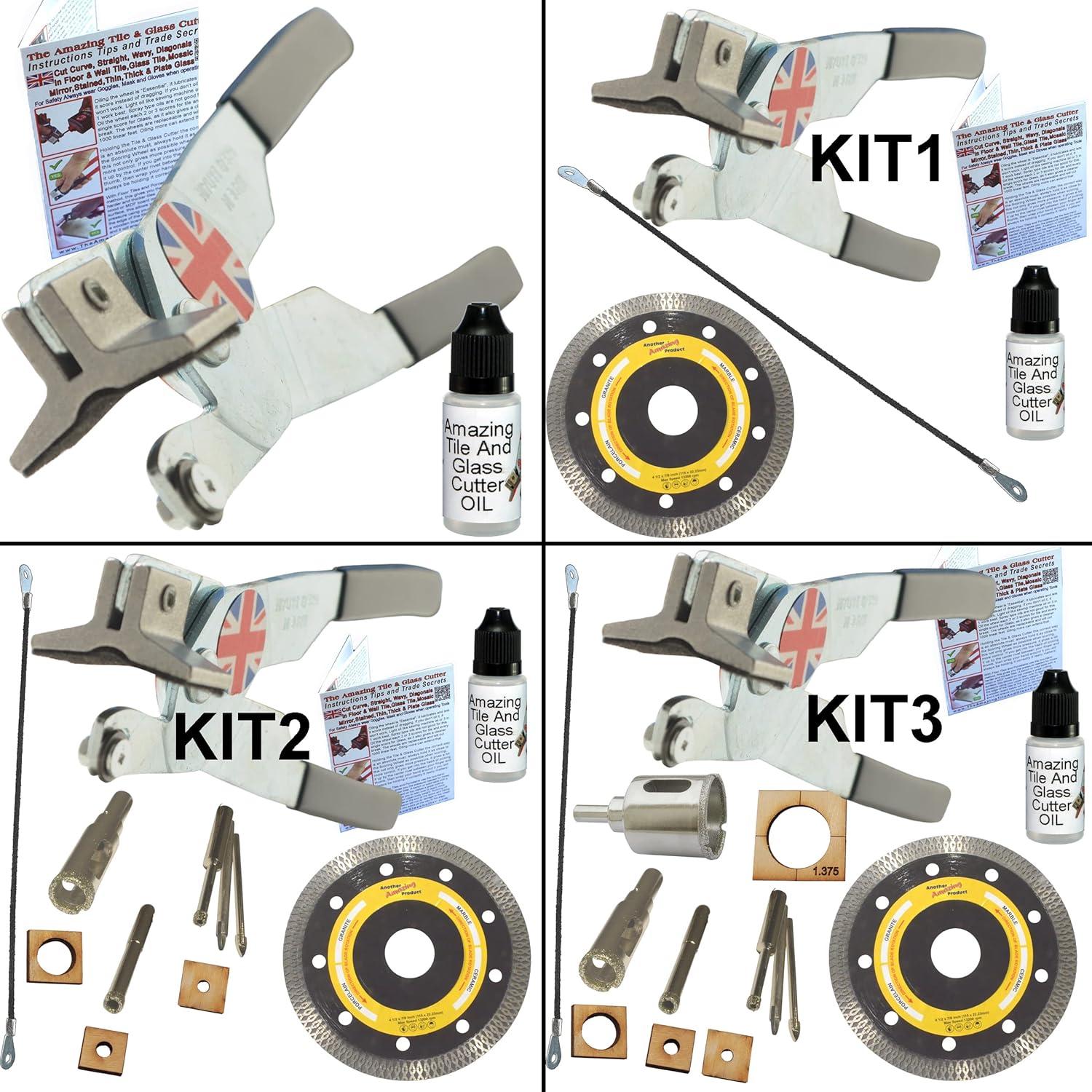 Tile Cutter Hand Tool Kit 1 Ceramic Tile Cutter 4 1/2 in Ultra Thin Diamond Grinder Tile Saw for Corner Cuts and Box Cut Outs in Porcelain Carbide Hacksaw Tile Blade For Notches in Ceramic Wall Tiles