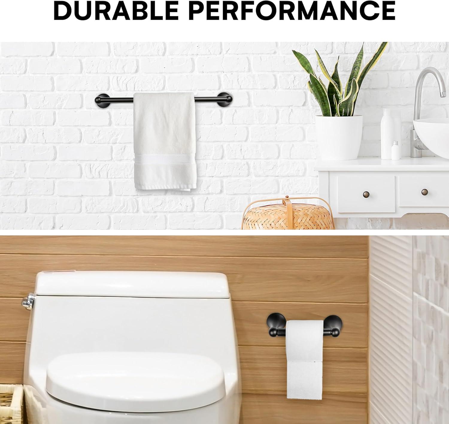 4-Piece Bathroom Hardware Accessory Set With 24" Towel Bar (Chrome Finish)