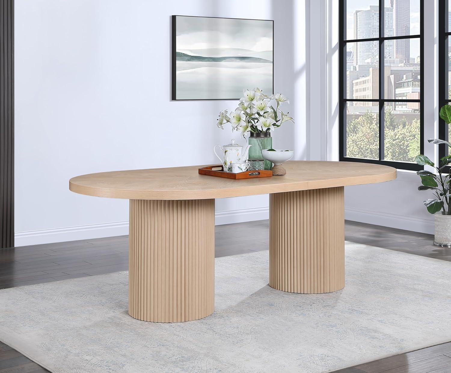 Ivona Natural Oak Extendable Oval Dining Table