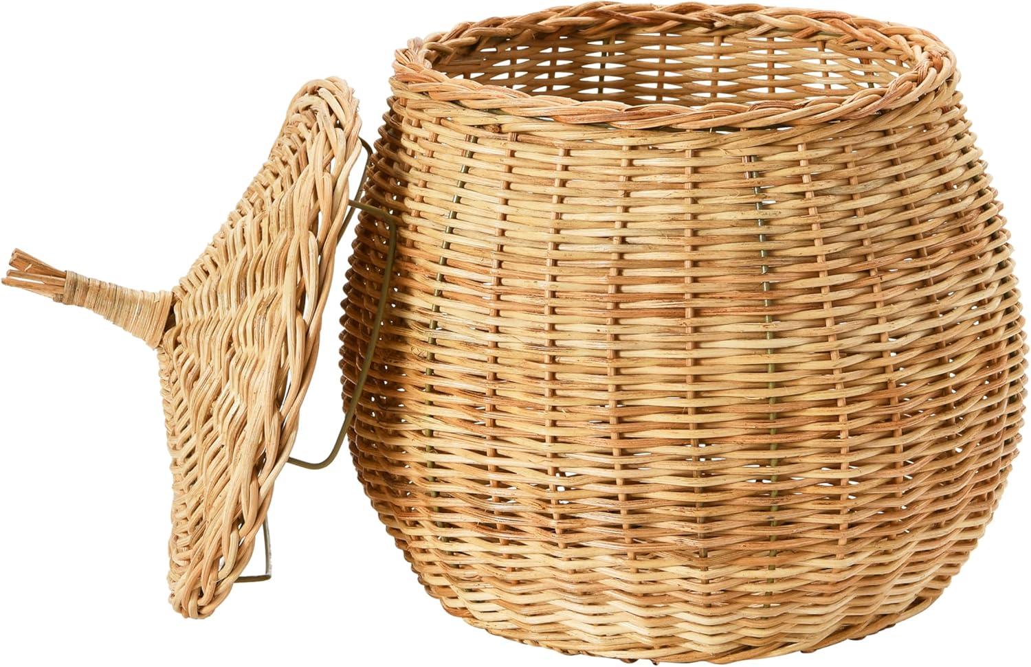 Creative Co-Op Hand-Woven Wicker Basket Storage with Lids, Natural, Set of 2