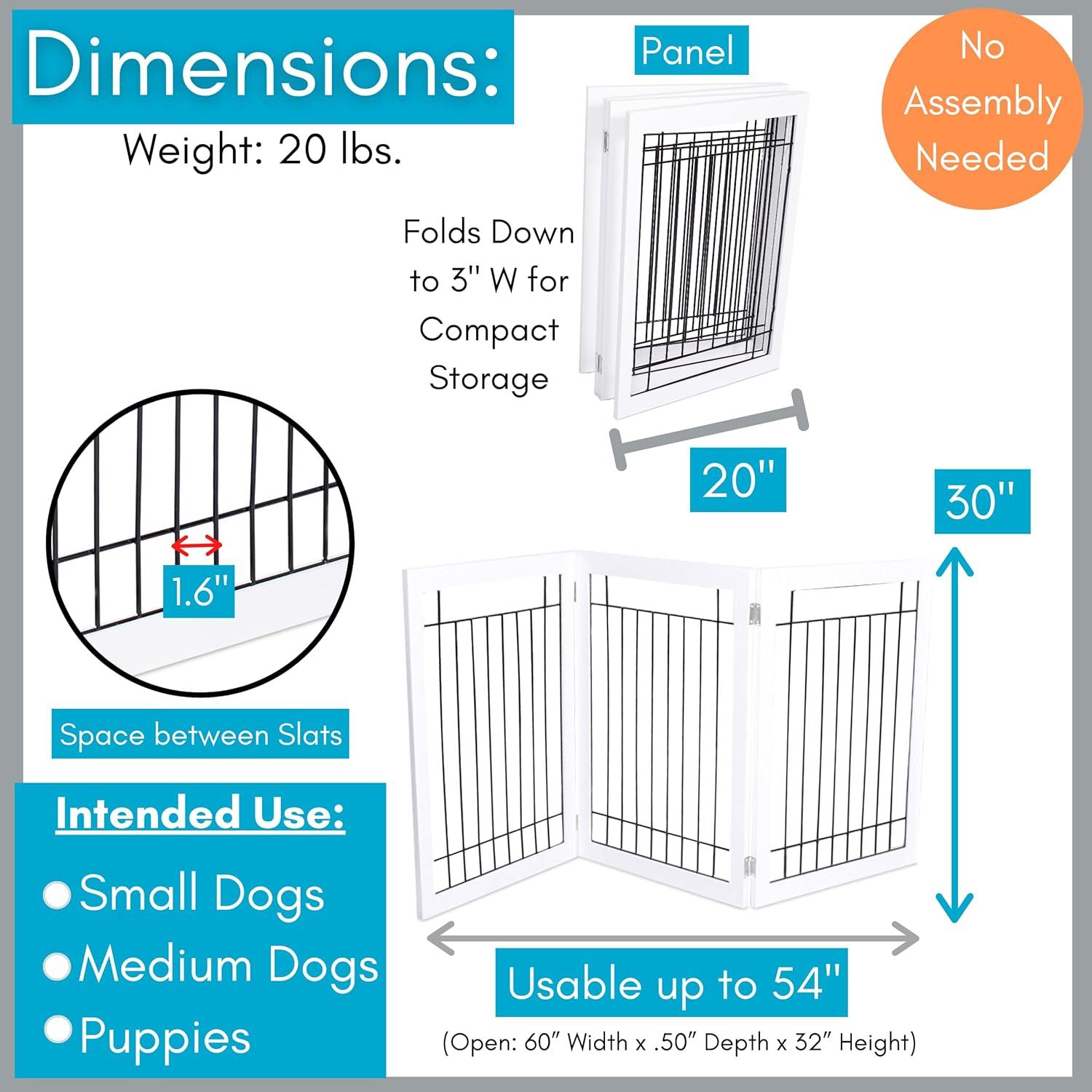 White Freestanding Solid Wood and Metal Dog Gate
