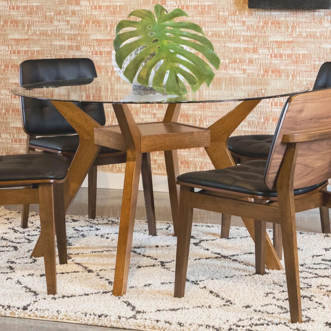 Coaster Furniture Paxton Century Modern Wood Table Base Glass Top Sold Separately Nutmeg Brown 122180