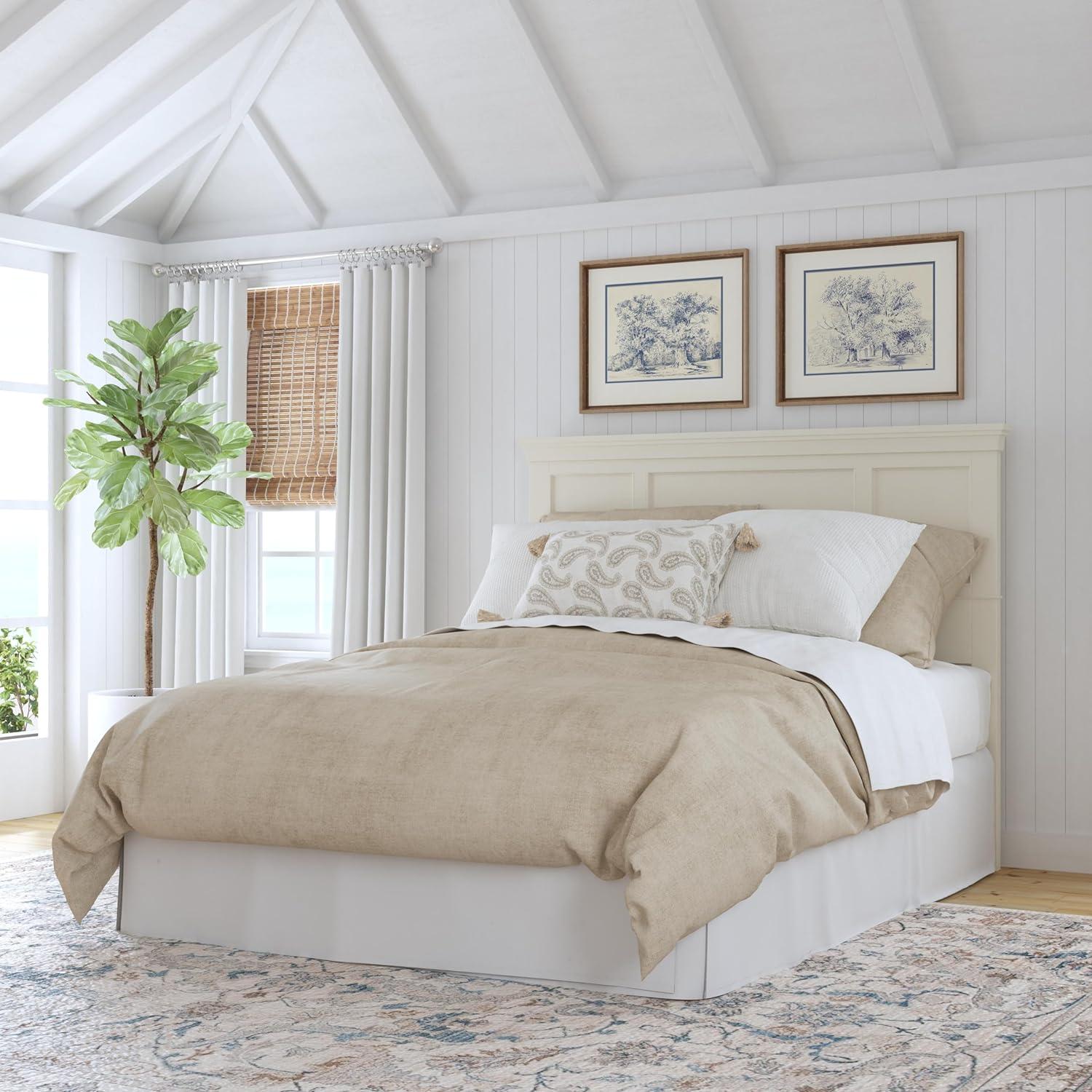 Homestyles Naples Traditional Wood Queen Headboard in Off White