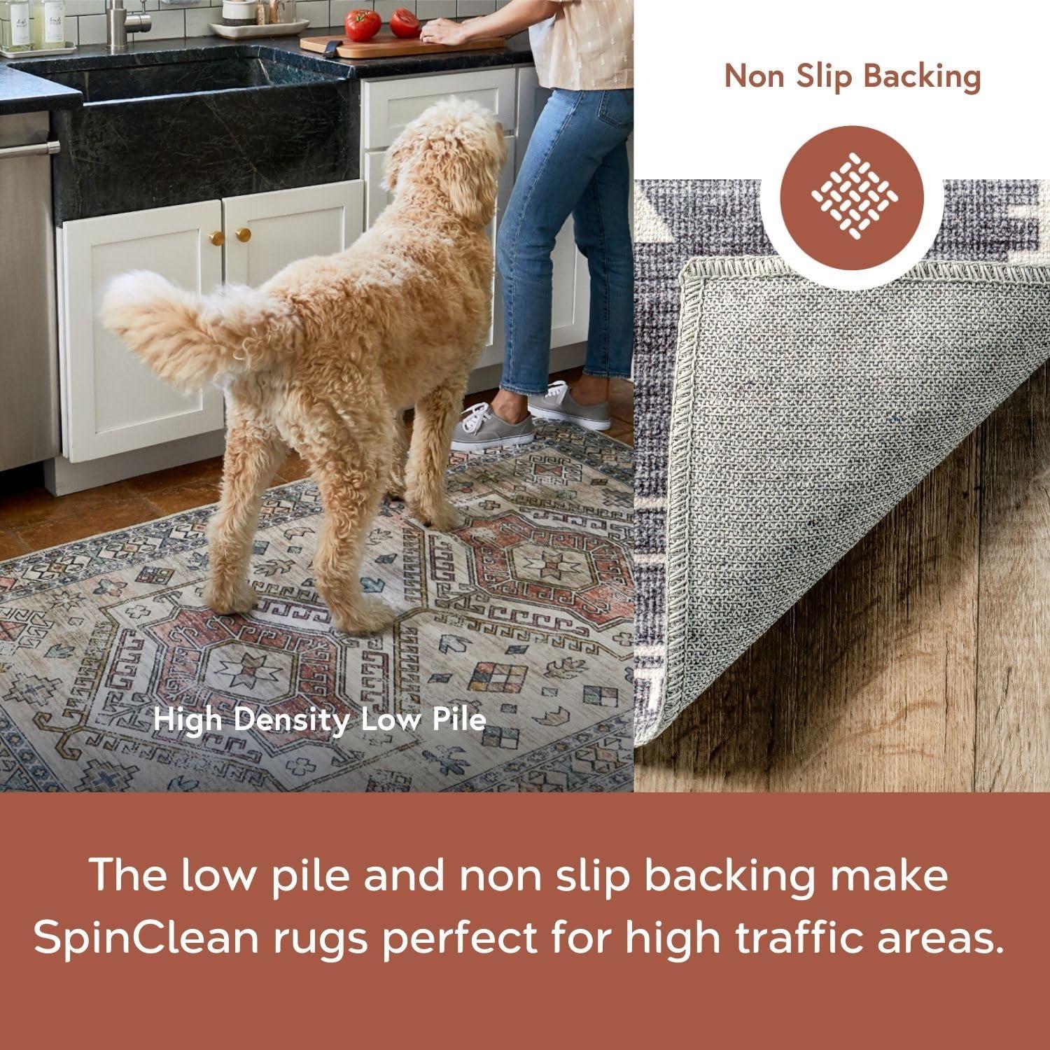 nuLOOM Evalyn SpinClean Machine Washable Stain-Resistant Area Rug