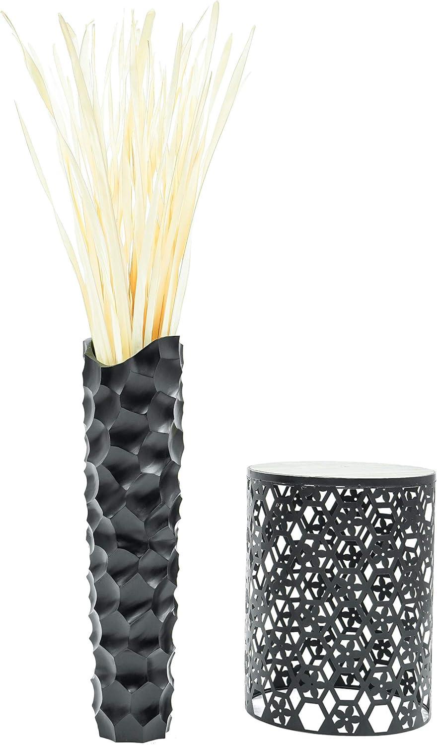 Leewadee Large Black Home Decor Floor Vase – Wooden 28 inches Tall Farmhouse Decor Flower Holder for Fake Plant and Pampas Grass