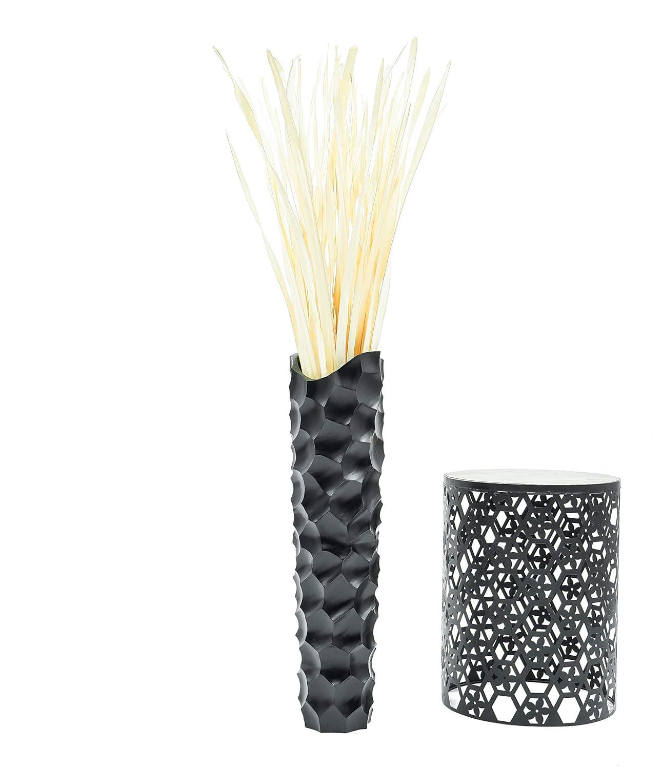 Leewadee Large Black Home Decor Floor Vase – Wooden 28 inches Tall Farmhouse Decor Flower Holder for Fake Plant and Pampas Grass