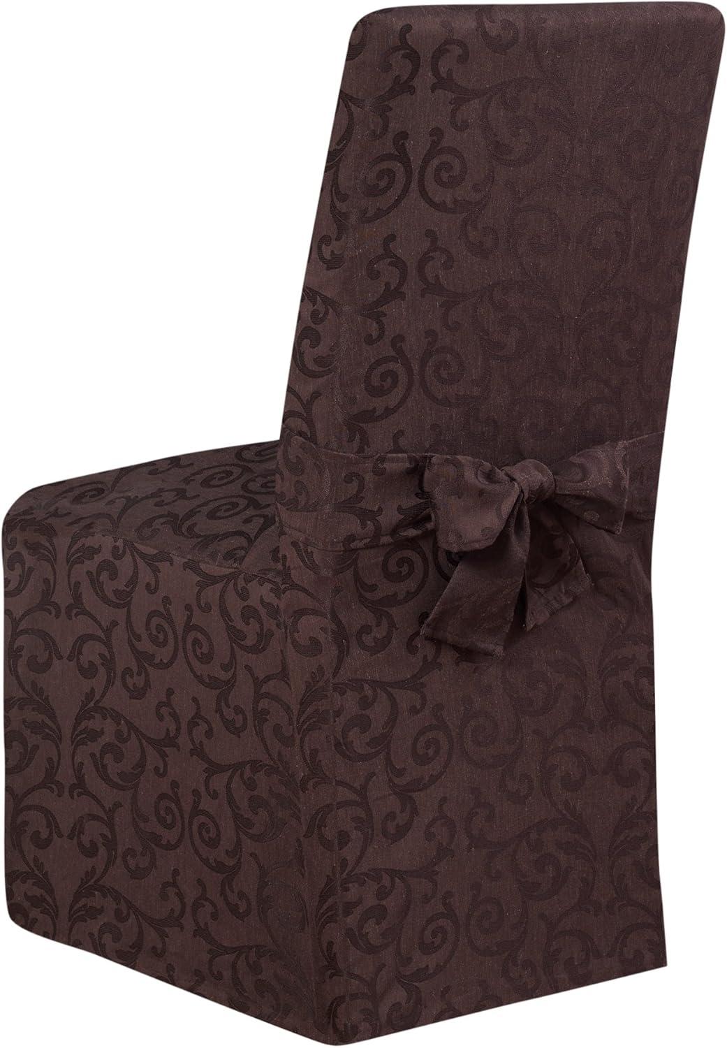 Brown Polyester Linen Country Dining Chair Slipcover