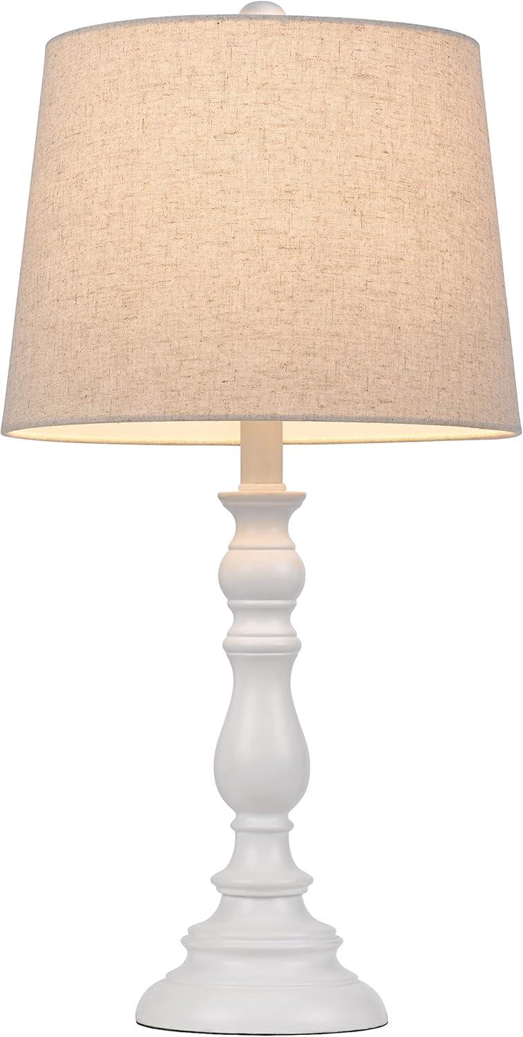 White Resin Candlestick Table Lamp Set with Empire Shades