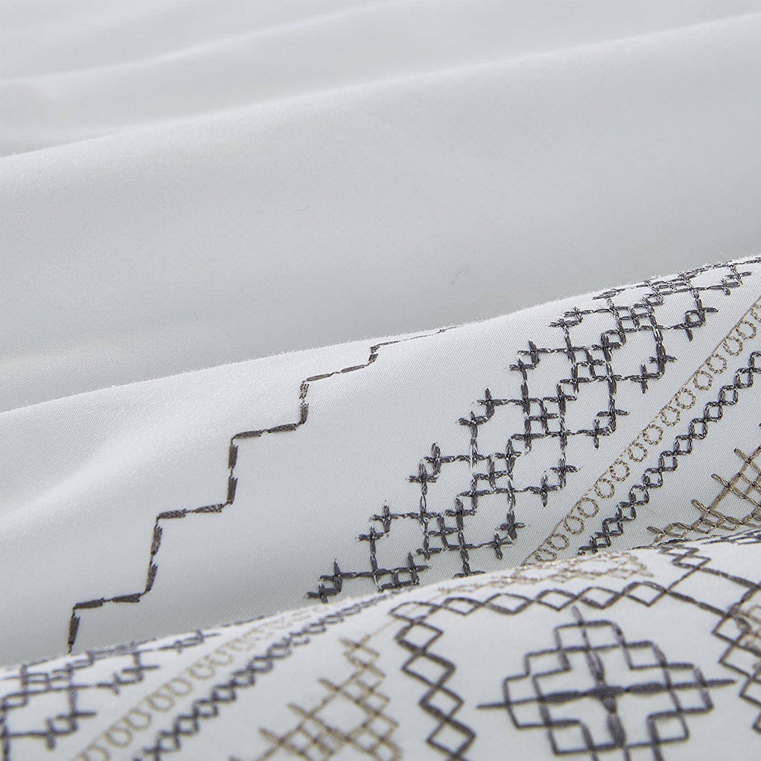 Superior Superior 100% Cotton 300 Thread Count Embroidered Geometric Duvet Cover Set