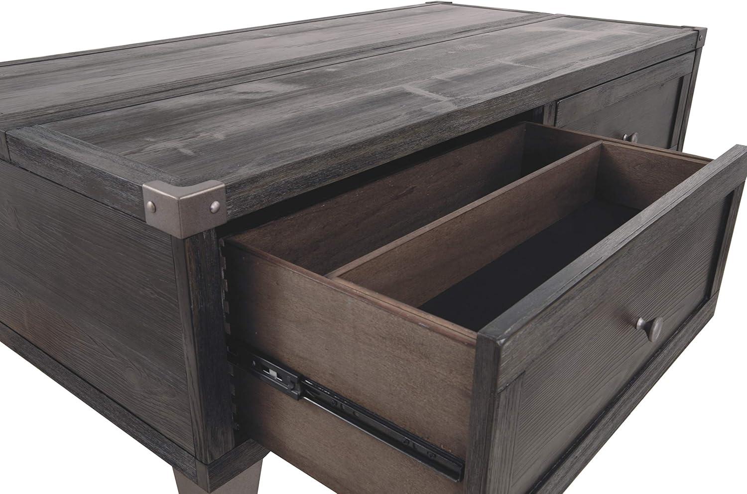 Dark Gray Rectangular Lift-Top Coffee Table with Storage