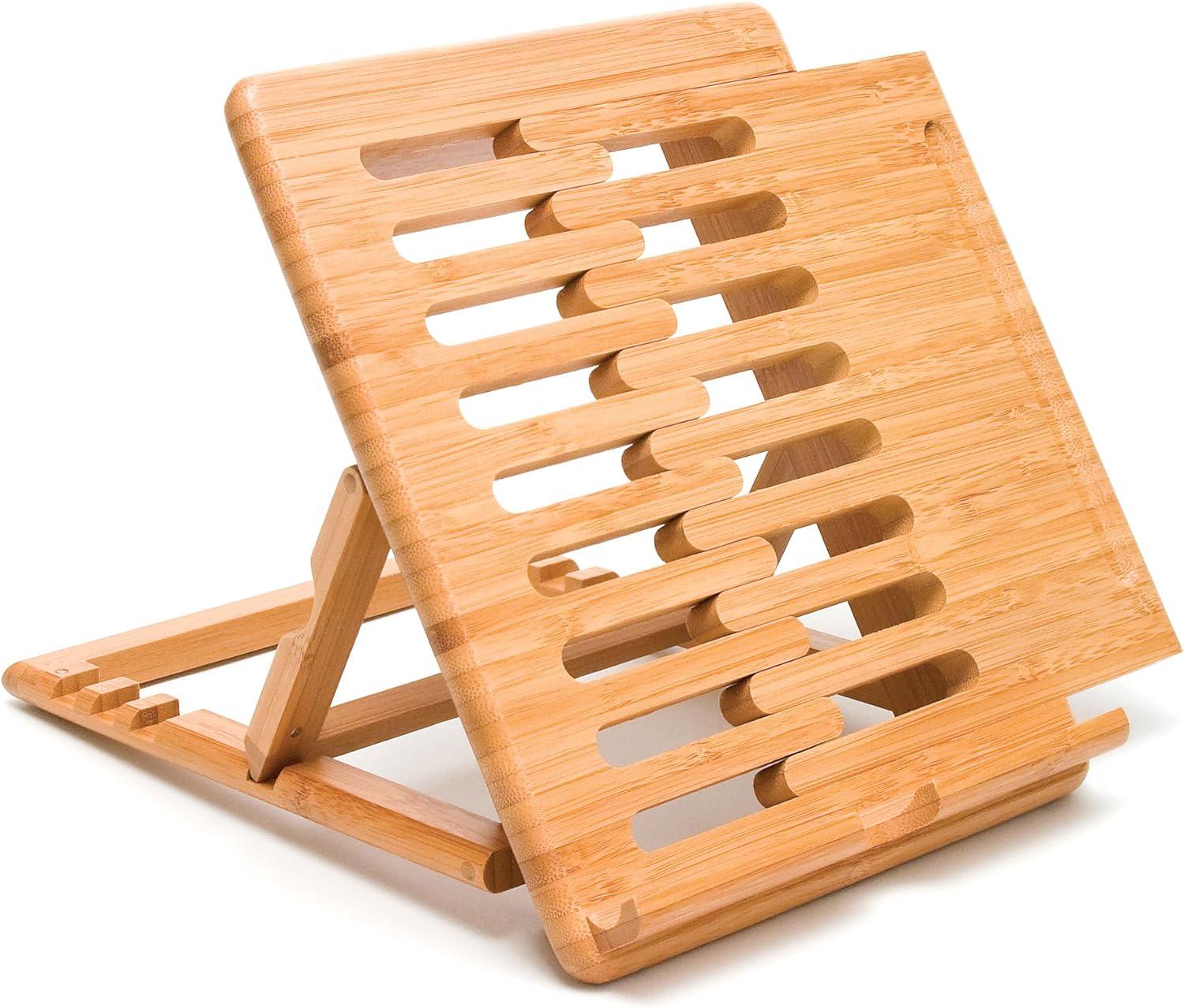 Adjustable Natural Bamboo Expandable Tablet Stand