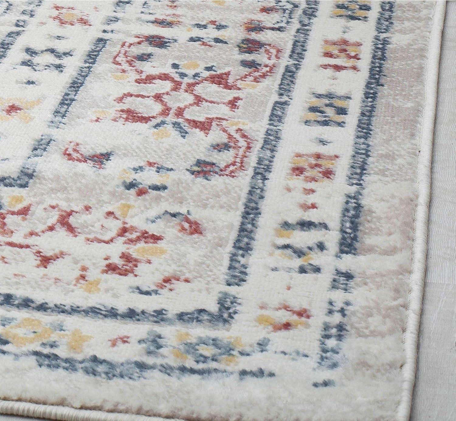 Rugs America Gallagher GL55D Flaxen Sundara Vintage Transitional Red Area Rug for Dining Room Rug Neutral Rug Living Room Rug Kitchen, 5'3"x7'