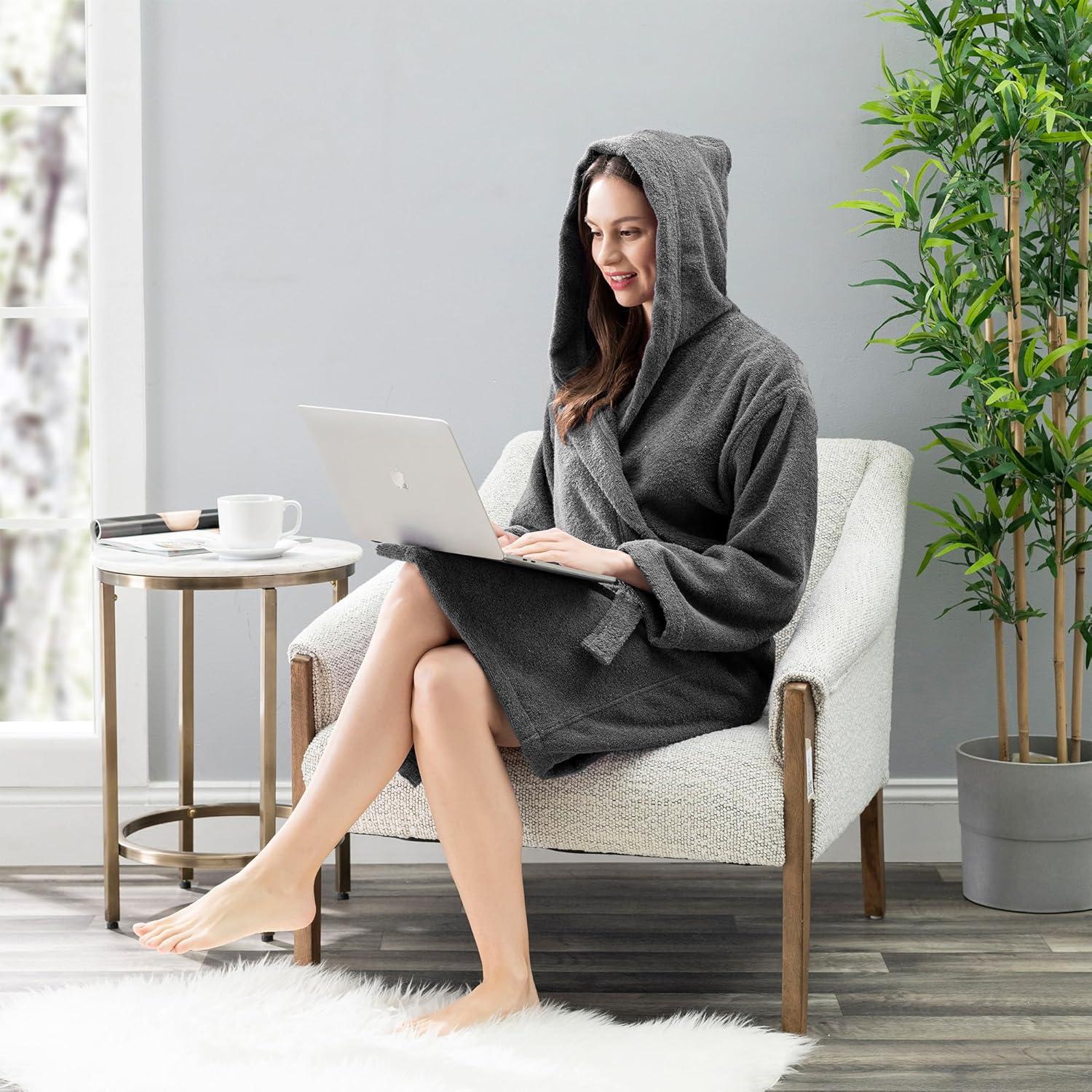 Nine West Hooded  Turkish Cotton Unisex Bath Robe Collection