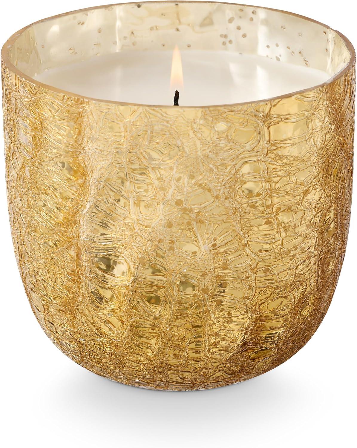 Large Gold Crackle Glass Fall Scented Soy Candle