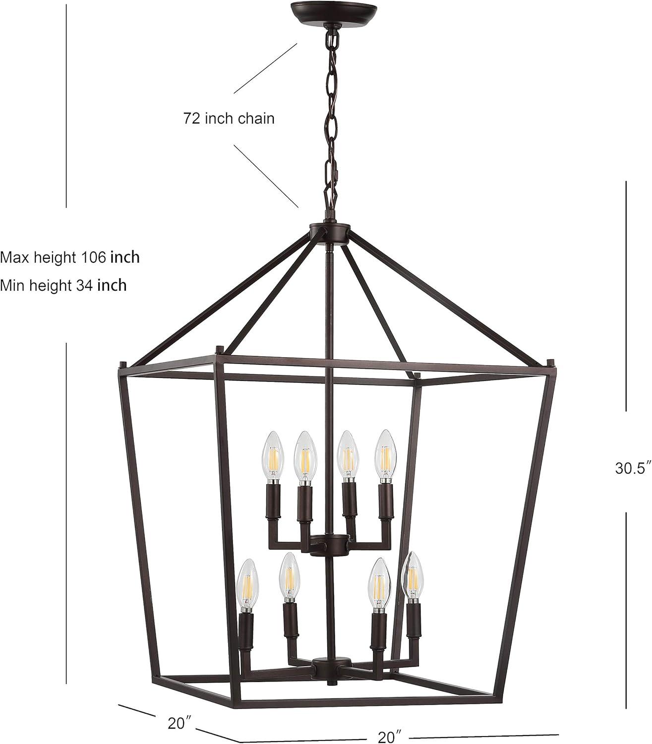 Pagoda 20" 8-Bulb Lantern Metal LED Pendant, Oil Rubbed Bronze