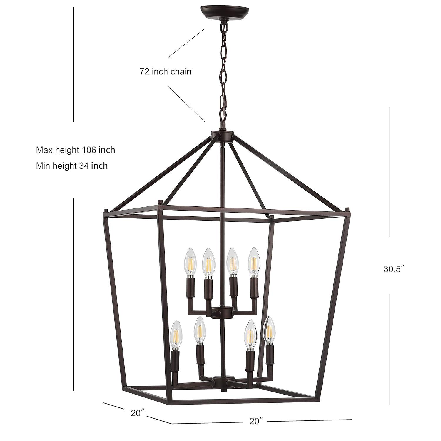Pagoda 20" 8-Bulb Lantern Metal LED Pendant, Oil Rubbed Bronze