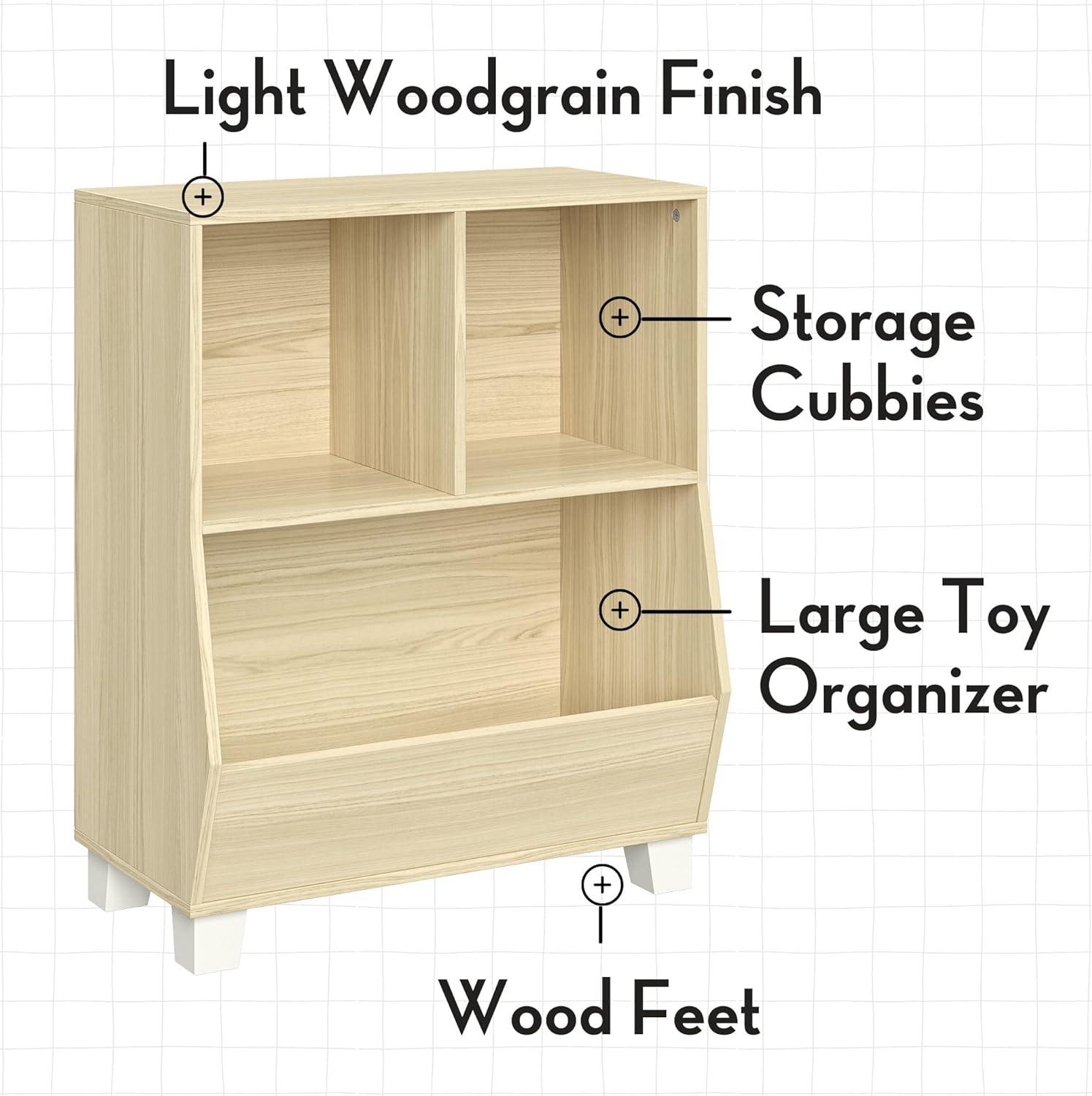 Light Woodgrain Kids' Adjustable Cubby Toy Organizer