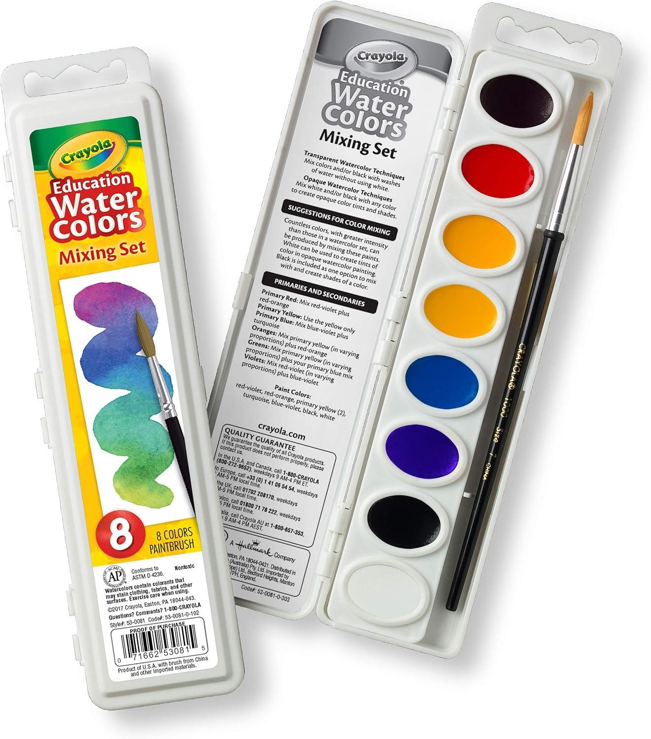 Crayola 8-Color Watercolor Mixing Set with Brush