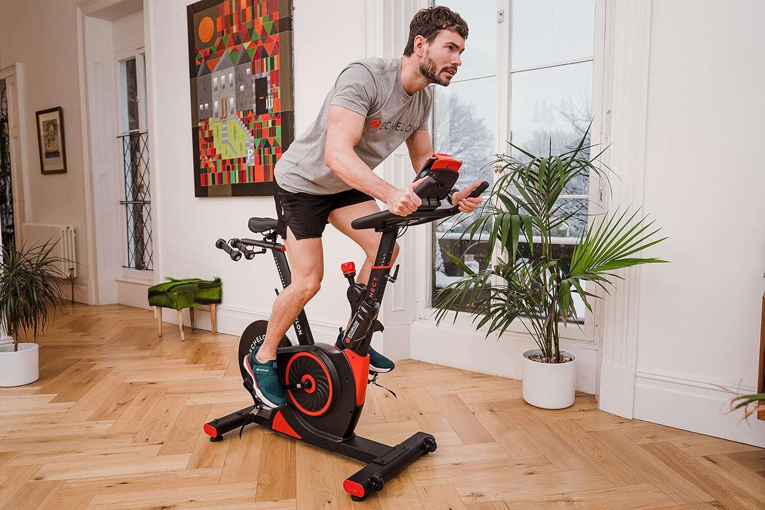 Echelon EX3 Smart Fitness Bike with Small Footprint, Red + 30-Day Free Membership