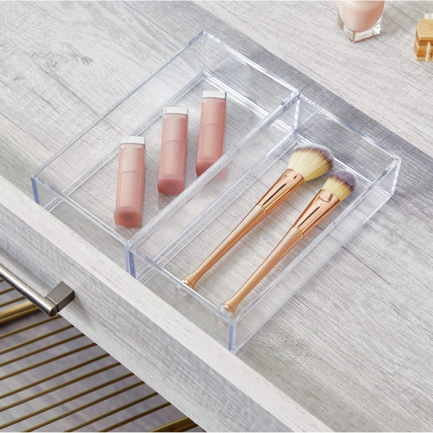 iDesign Clarity Plastic Drawer Organizer, Storage Container for Kitchen Gadgets, Corks, Sticky-Notes, Clips in Pantry, Cabinets, Countertops, 4" x 4" x 2" - Clear,X-Small