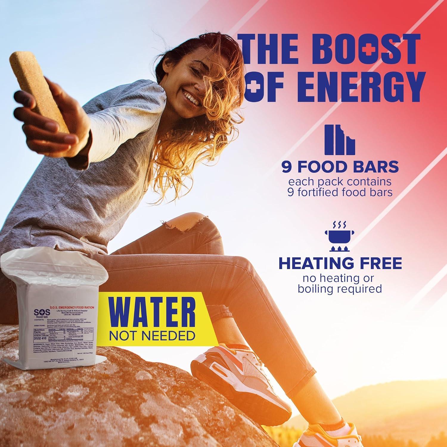SOS Food Labs, Inc. 185000825 S.O.S. Rations Emergency 3600 Calorie Food bar - 3 Day/ 72 Hour Package with 5 Year Shelf Life!