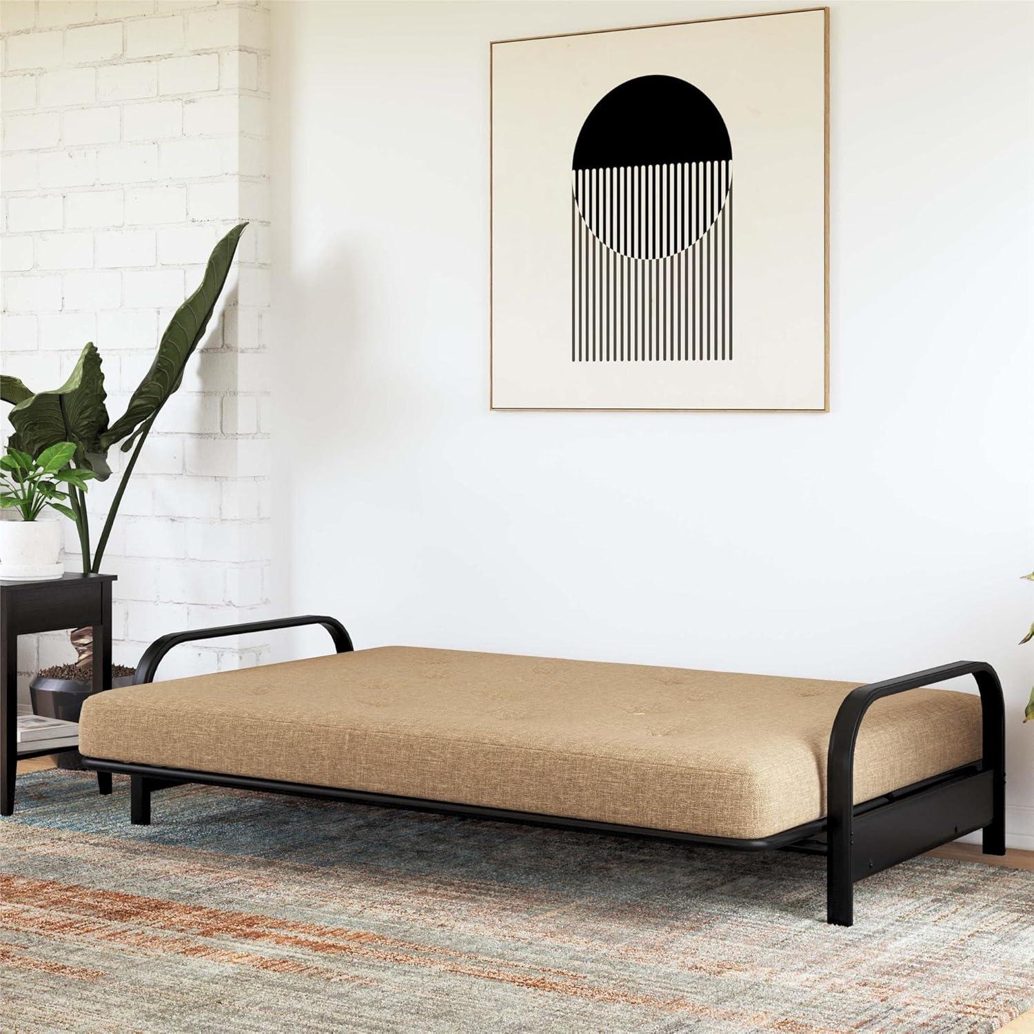 DHP Trule 6-Inch Bonnell Coil Futon Mattress, Polyester Linen, Full, Tan