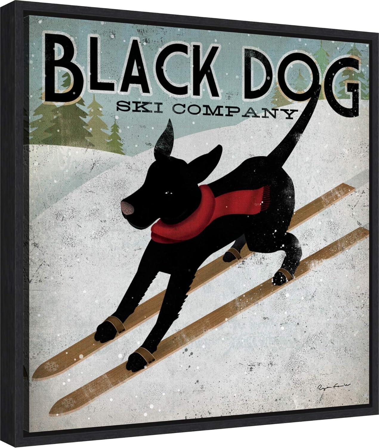 Amanti Art Black Dog Ski Co (square) by Ryan Fowler Framed Canvas Wall Art